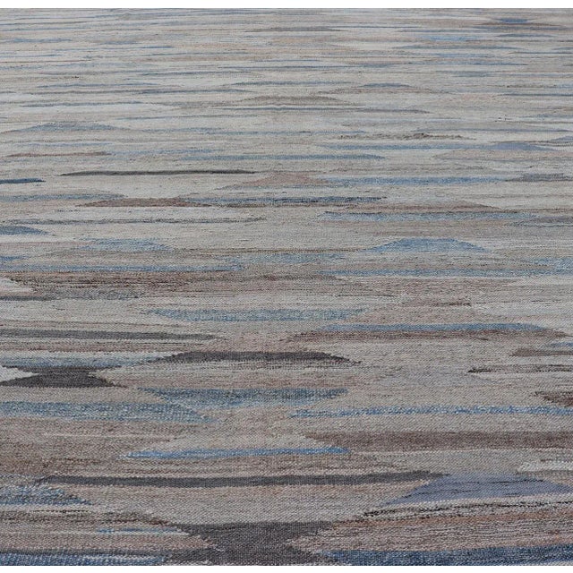 Modern Hand Woven Diamond Modern Kilim Geometric by Keivan Woven Arts 8'10 X 11'10 For Sale - Image 3 of 13