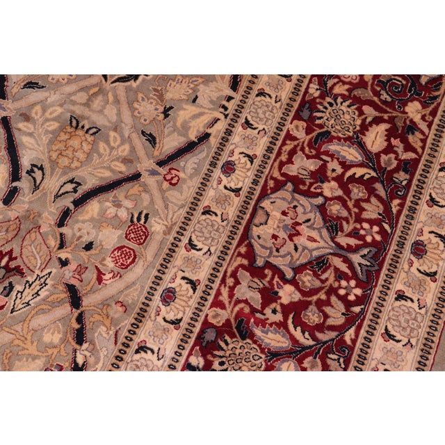 1990s Shabby Chic 1990's Pak-Persian Green/Red Wool Rug - 9'2'' X 12'3'' For Sale - Image 5 of 9