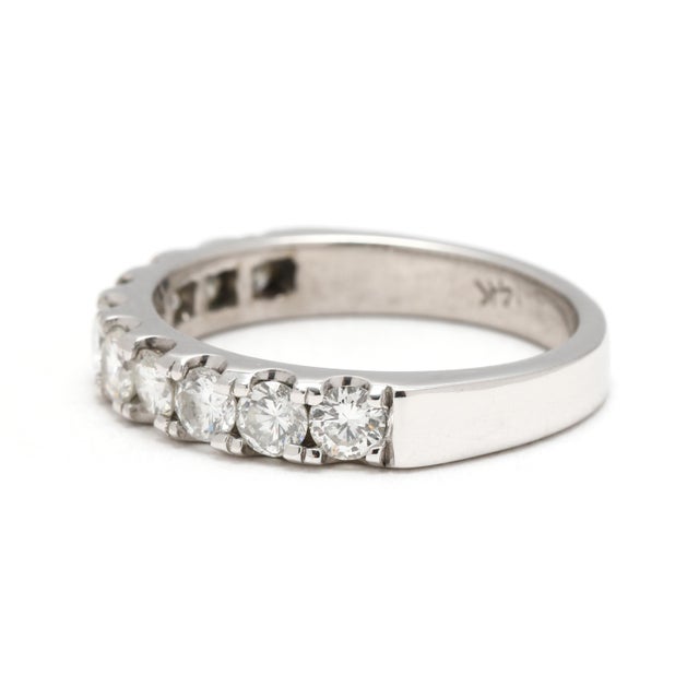 Early 21st Century 1ctw Diamond Band Ring, 14k White Gold, Ring Size 6, Stackable For Sale - Image 5 of 6