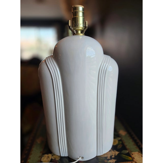 Cream Art Deco Cream Table Lamps - A Pair For Sale - Image 8 of 18