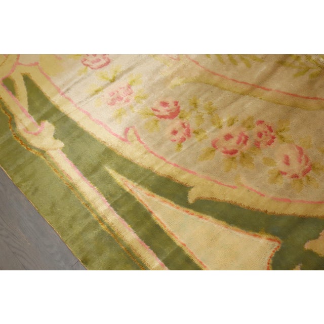 Antique Zabihi Collection Spanish Savonnerie Oversize Green Pink Rug - 11'7" x 15'1" For Sale - Image 10 of 12