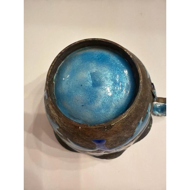 Early 20th Century Antique Chinese Export Enameled Copper Miniature Tea Cup Floral Design For Sale - Image 5 of 6