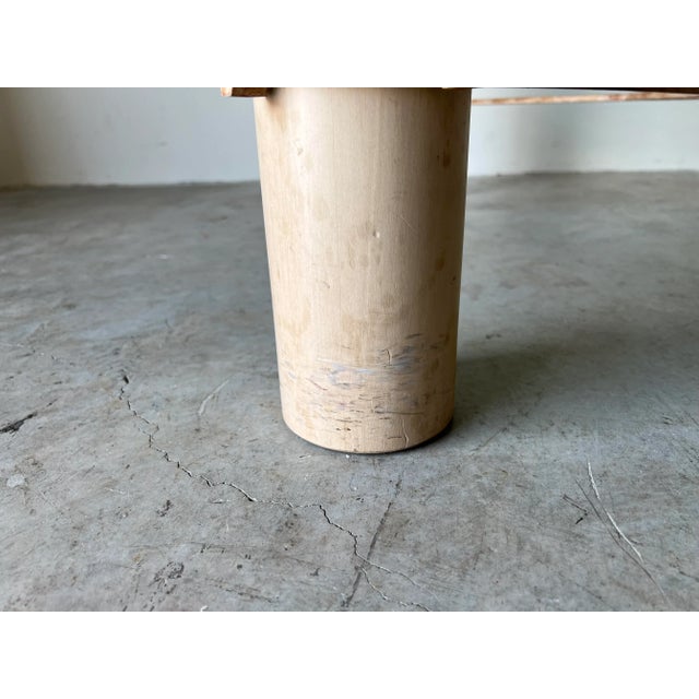 Wood Postmodern Wood and Metal Square Coffee Table With Glass Top For Sale - Image 7 of 13