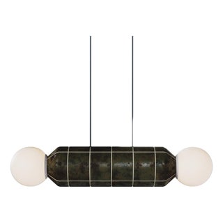 Modern Horizontal Pendant Light With Ceramic Base – Swampy – Handcrafted For Sale