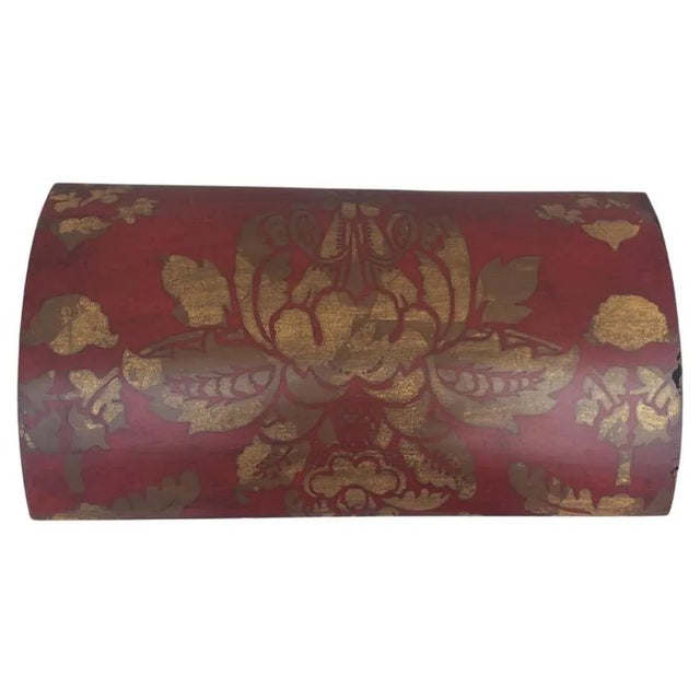 Hand-Painted Dome Top Wood and Brass Decorative Chest For Sale In Washington DC - Image 6 of 11