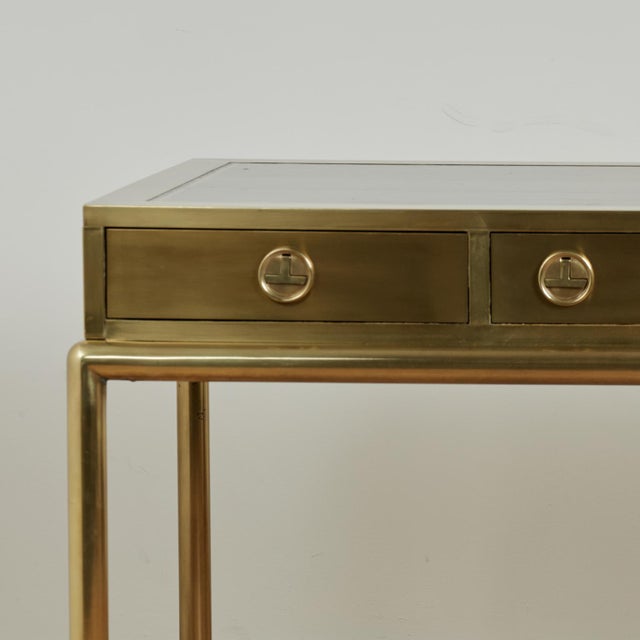 Mid-Century Modern Mid Century Mastercraft Leather Top Brass Desk For Sale - Image 3 of 15