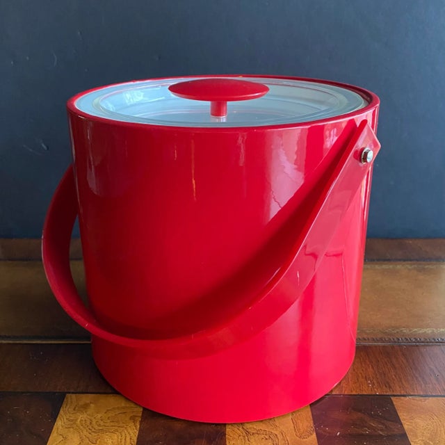1950s Georges Briard Cherry Red Vinyl Ice Bucket For Sale - Image 9 of 9