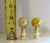 Blown Murano Glass Table Lamp Finials. Cat's Eye Gold, Clear, Swirl Brass Bases, a Pair For Sale - Image 4 of 7