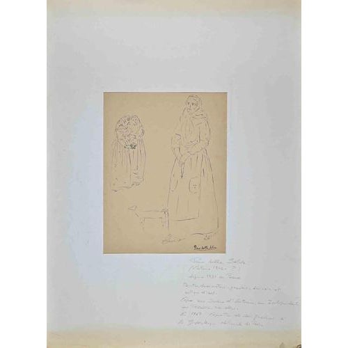 Women is a drawing in Pen realize by Pino della Selva in the 1940s. Good conditions. Hand-signed. The artwork is...