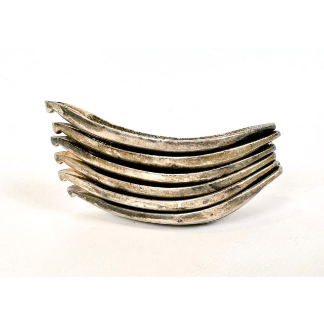 1950s Mid-Century Modern Silver-Plated Card Ashtrays, 1950s, Set of 6 For Sale - Image 5 of 6