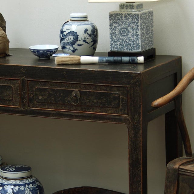 Wood Black Lacquer Side Table with Drawers For Sale - Image 7 of 9