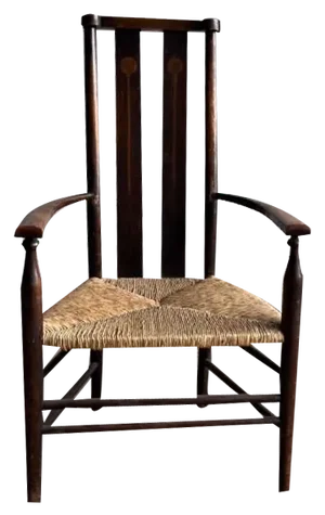 Vintage Arts and Crafts Chair with Rush Seat