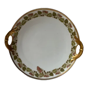 Vintage Haviland & Co. Limoges France Water Lilies Pattern Handled Serving Platter with Gold Trim