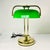 1970s Vintage Art Deco Arts & Crafts Emeraldite Bottle Green Glass Shade Brass Bankers Desk Lamp For Sale - Image 4 of 16