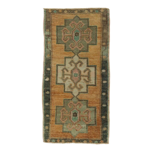 Turkish Mini Rug Oriental Hand Knotted Vintage Rug 1'6" x 3'1" #21235 For Sale