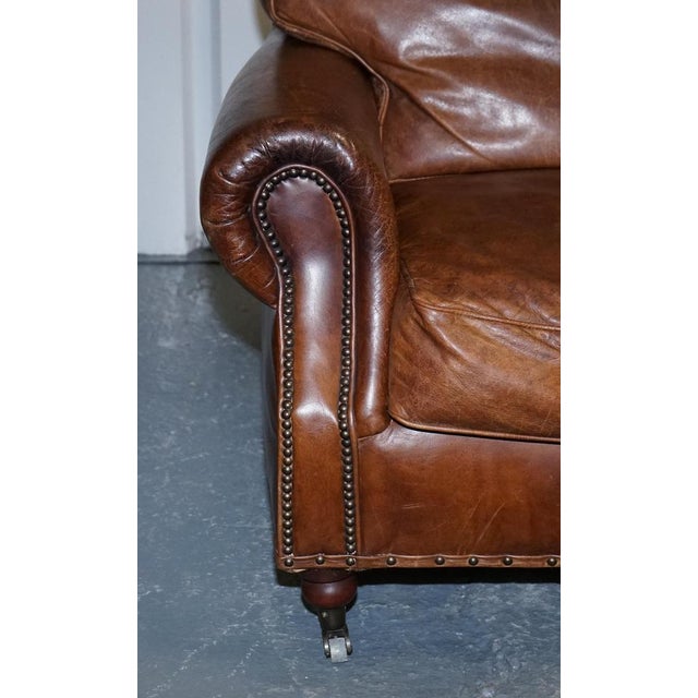 Animal Skin Halo Balmoral Heritage 2-Seater Sofa in Brown Leather from Timothy Oulton For Sale - Image 7 of 15