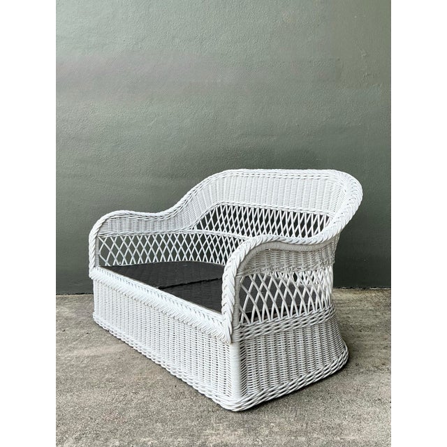 Vintage Lexington Braided White Rattan Love Seat For Sale In West Palm - Image 6 of 8