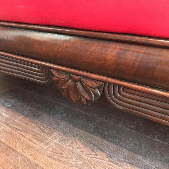 Antique Mahogany 3-Seater Sofa with Curved Ends and Lions Paw Feet For Sale - Image 5 of 13