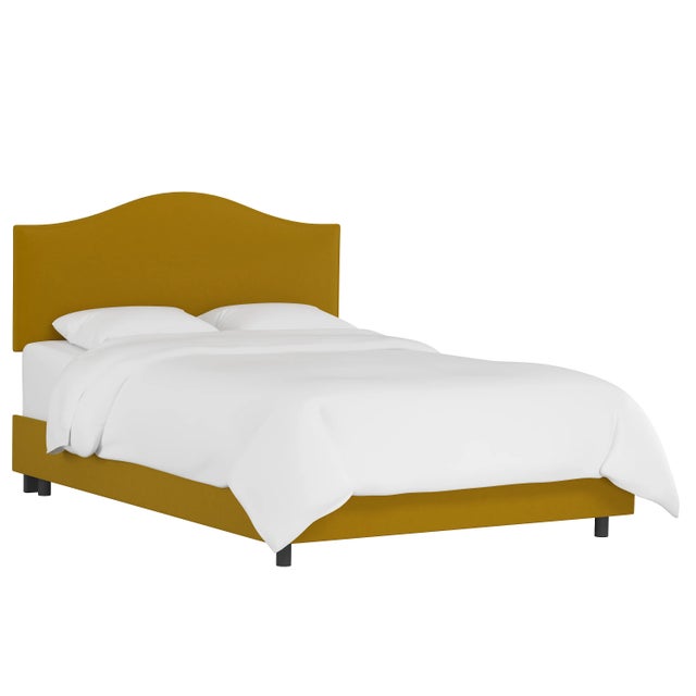 Textile Kenmore Bed in Citronella Luxe Velvet, Queen For Sale - Image 7 of 7