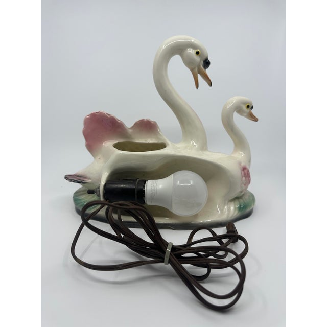 Hollywood Regency Vintage Maddox of California Swan Tv Lamp For Sale - Image 3 of 5