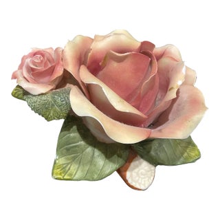 Vintage 1970s Floral Ceramic Nightlight, Hand-Painted Rose Motif. For Sale