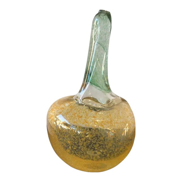 1980s Hand Blown Glass Pumpkin by Stuart Braunstein For Sale