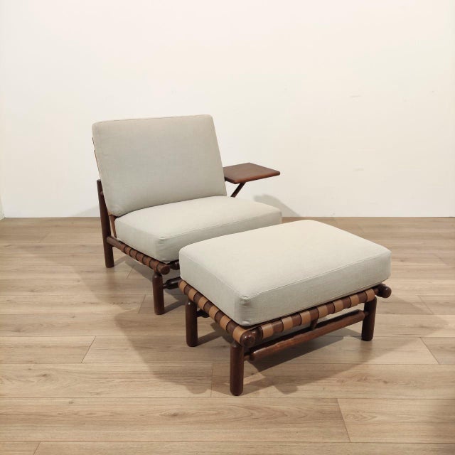 Mid-Century Modern IT57 Armchair with Coffee Table and Ottoman by Ilmari Tapiovaara for Arnaboldi, 1957, Set of 2 For Sale - Image 3 of 11