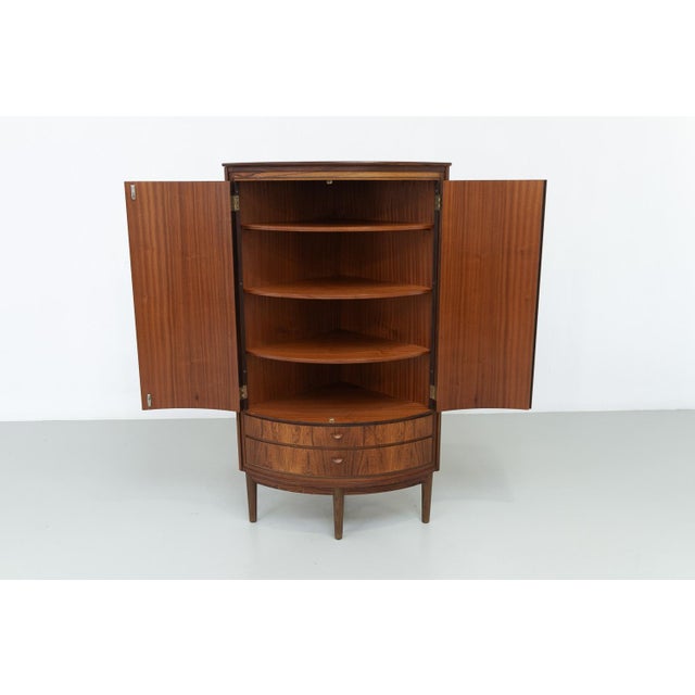 Wood Mid-Century Modern Danish Bow Front Corner Cabinet, 1950s For Sale - Image 7 of 18