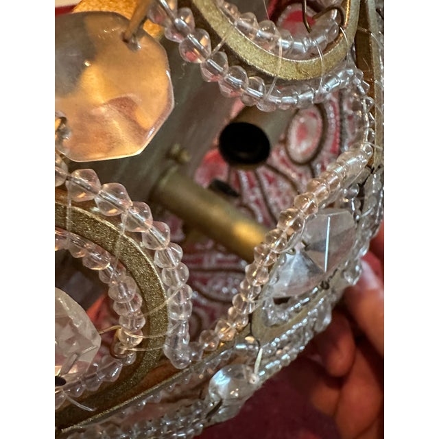 Gold 1980s Gold and Crystal Dome Shaped Flush Mount For Sale - Image 8 of 10