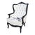 1960s Gothic Raven Crow White Velvet and Embroidery Black and White Armchair For Sale
