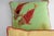 Green Vibrant Pair of Koi Fish Hand Embroidered Pillow Covers 21" Square, Good Fortune For Sale - Image 8 of 10