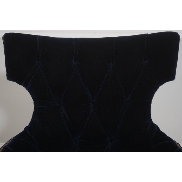 1990s Set of 12 Ralph Lauren Design Blue Velvet Dining Room Chairs For Sale - Image 5 of 18