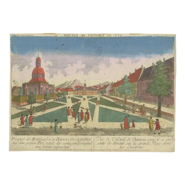 François Xavier Habermann, Illustration of the Town Hall of Batavia Jakarta in the Dutch East Indies, 1770, Print For Sale