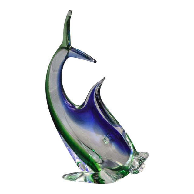 Blue Vintage Italian Hand-Blown Art Glass Fish Figurine For Sale - Image 8 of 8
