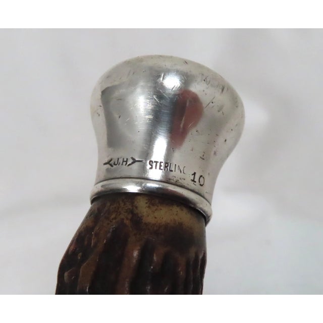 Antique John Hasselbring New York Sterling Silver & Antler Wine Corkscrew & Bottle Opener For Sale - Image 11 of 13