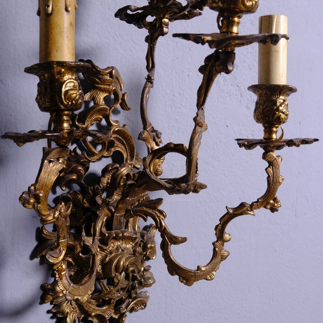 Vintage Bronze 4-Light Wall Sconces, Set of 2 For Sale - Image 4 of 18
