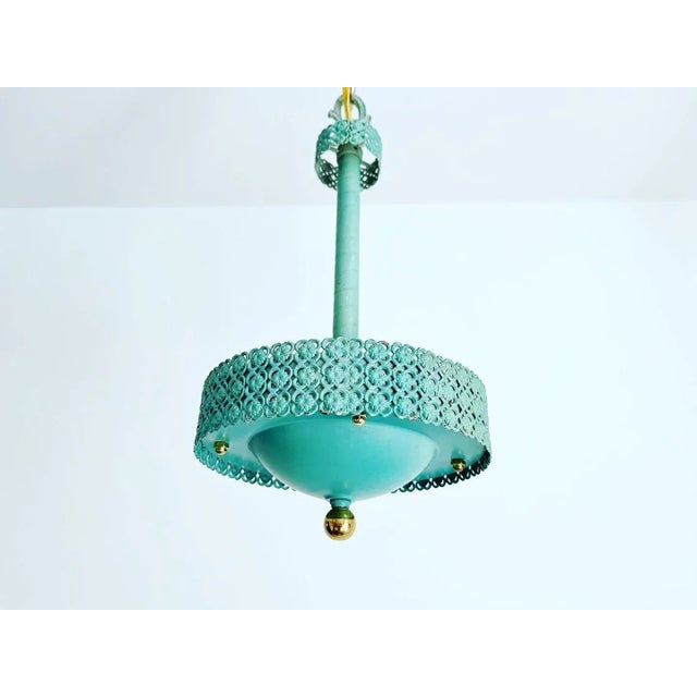 Metal Turquoise Garden Pendant Chandelier For Sale - Image 7 of 14