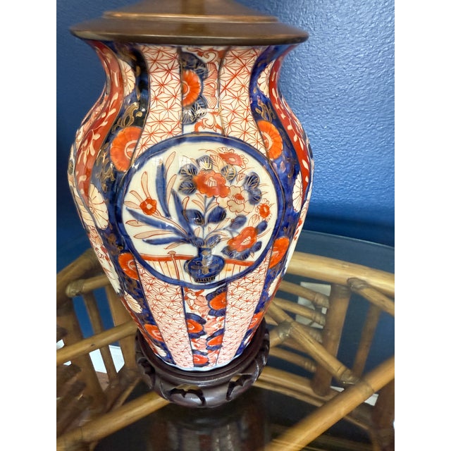 Burnt Orange Japanese Imari Lamp, Early 20th Century For Sale - Image 8 of 10