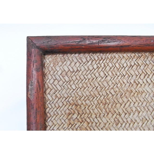 Tray Foldable Side Table in Teak and Rattan Weave, Indonesia, 1980s For Sale - Image 6 of 11
