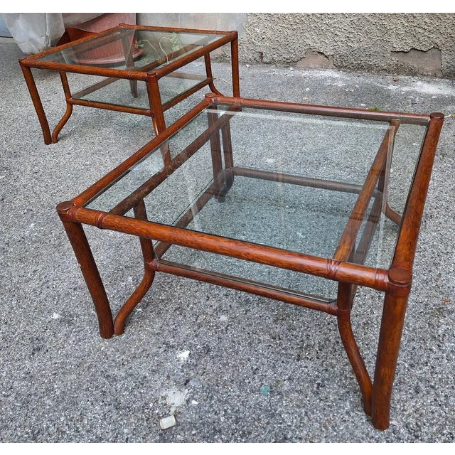 Coffee Table in Bamboo and Glass by Lyda Levi for McGuire, 1970s, in Very Good conditions. Designed 1970 to 1979 I have...