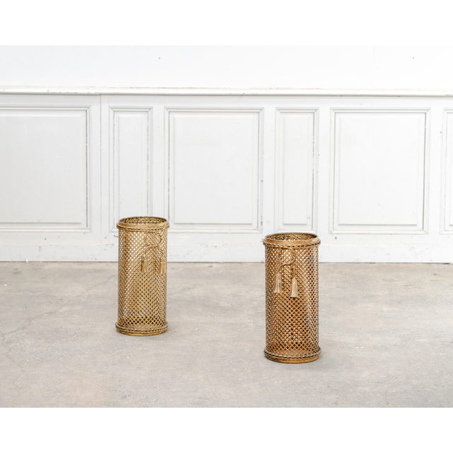 Metal Vintage Gold Umbrella Stands, 1950s, Set of 2 For Sale - Image 7 of 7