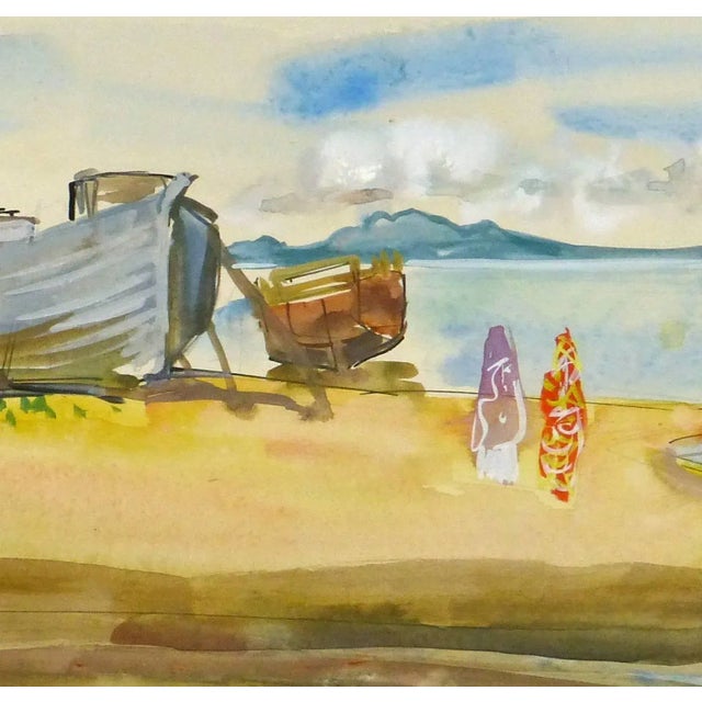 Traditional Stephane Magnard, Vintage French Watercolor Landscape - Madagascar Beach For Sale - Image 3 of 5