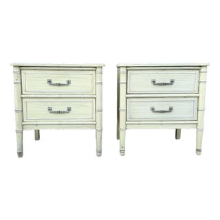 Vintage Coastal Faux Bamboo Bali Hai Nightstands by Henry Link - A Pair For Sale