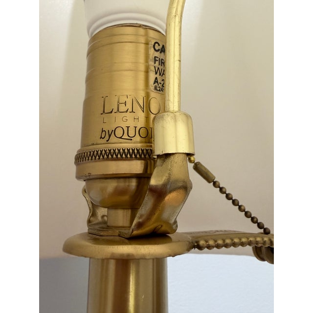 1980s Lenox for Quoizel Ivory Porcelain & Satin Brass Neoclassical Table Lamp, 38.5"h ✨ For Sale - Image 6 of 10