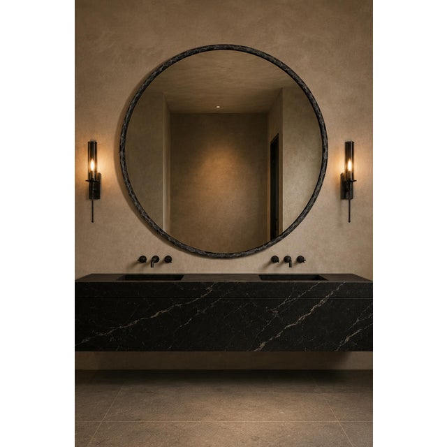 Large Round Hammered Iron Ring Mirror For Sale - Image 9 of 9