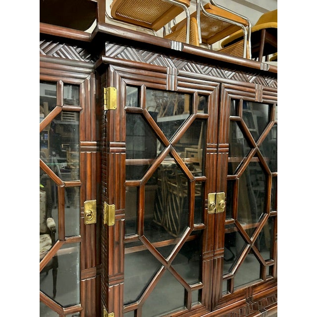 1950s Faux Bamboo Split Rattan Pagoda Cabinet For Sale In West Palm - Image 6 of 12