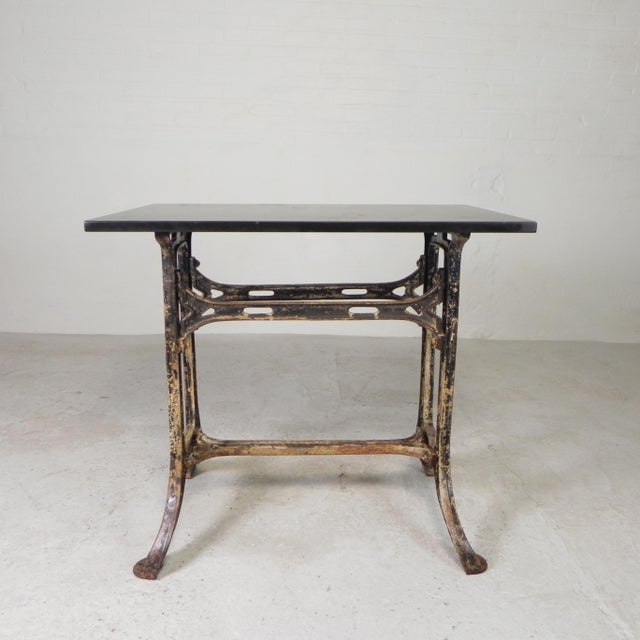 Industrial Cast Iron Garden Table with Stone Top, 1930s For Sale - Image 13 of 18