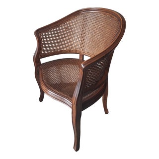 20th Century Louis XV Half-Moon Rattan and Hardwood Armchair For Sale