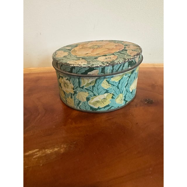 Antique Floral Tole Tin Box Hand-Painted Style Cottage Storage For Sale - Image 4 of 6