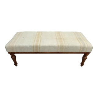 Natural Kilim Upholstered Ottoman Bench For Sale